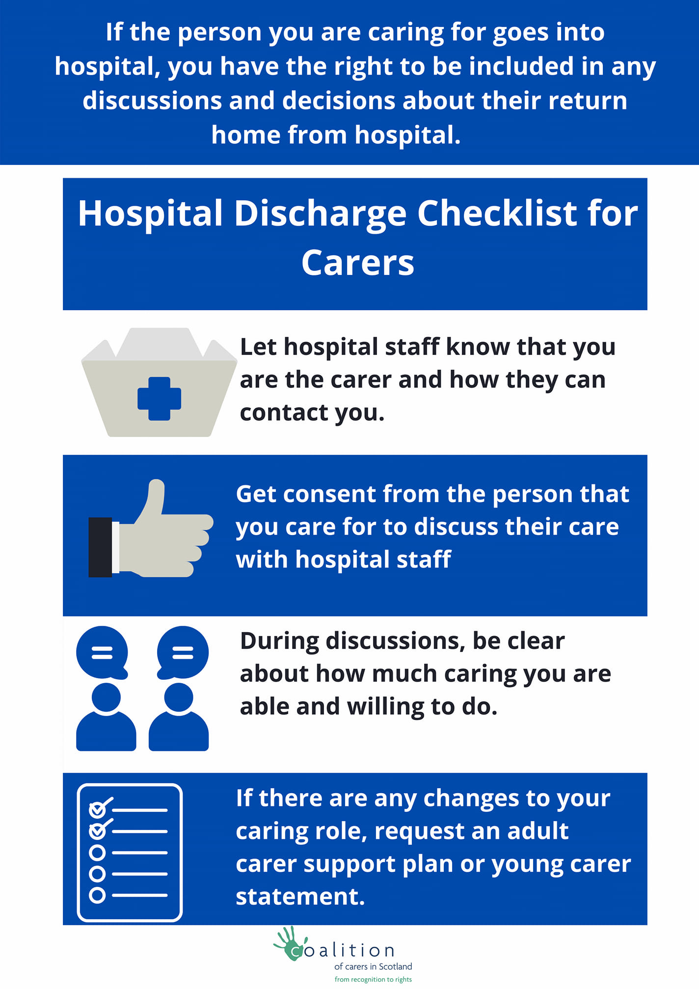 Unpaid Carers Scotland - Hospital Discharge Checklist